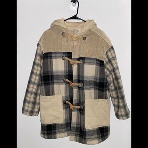 Benetton Patchwork Pea Coat with Hood M